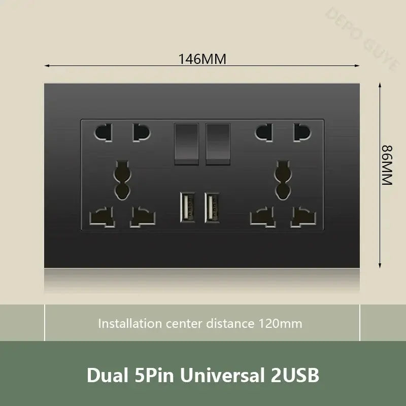 UK Wall Electrical Outlet with USB Charger