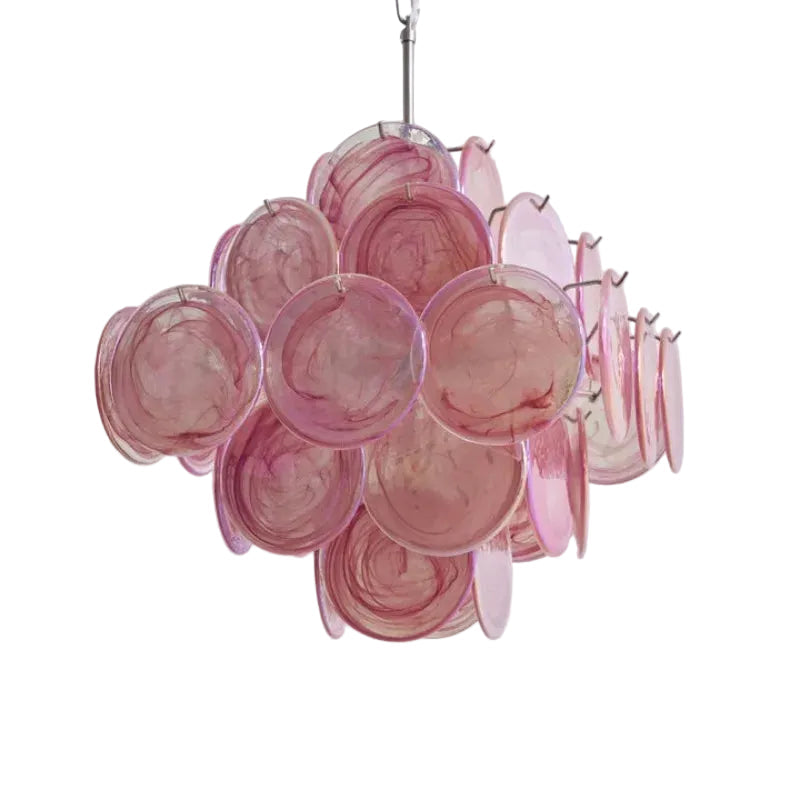 Elodie Murano-inspired Coloured Glass Disc chandelier with decorative glass detailing