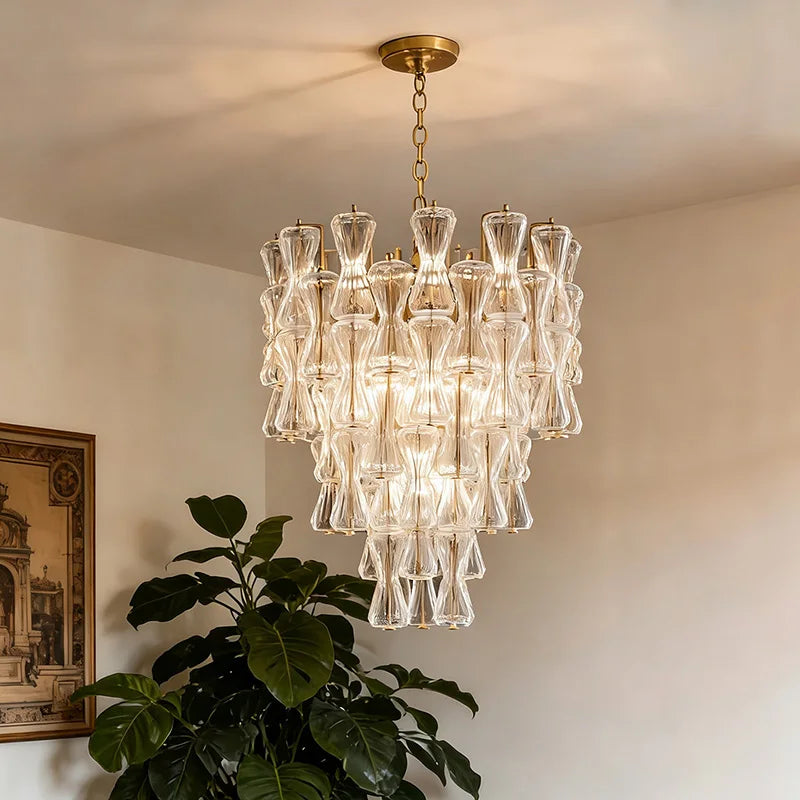 Lustra Murano-inspired Hourglass Glass chandelier, product gallery image 2 of 10
