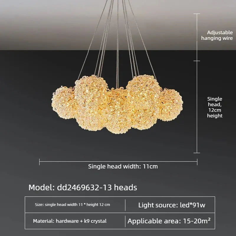 Modern Crystal Chandelier | Gold Cluster Ceiling Light