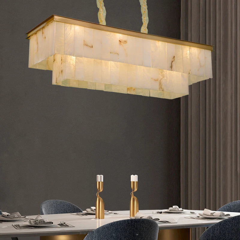 New Square Natural Marble Chandeliers