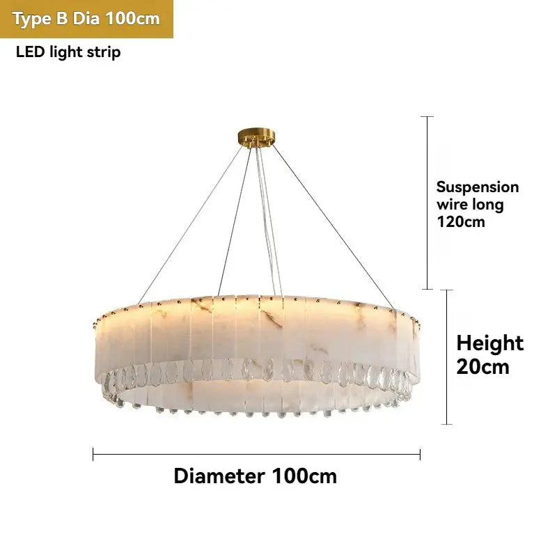 Villa Lobby Dining Living Room Alabaster Hanging Lamp - ChandeliersLife®