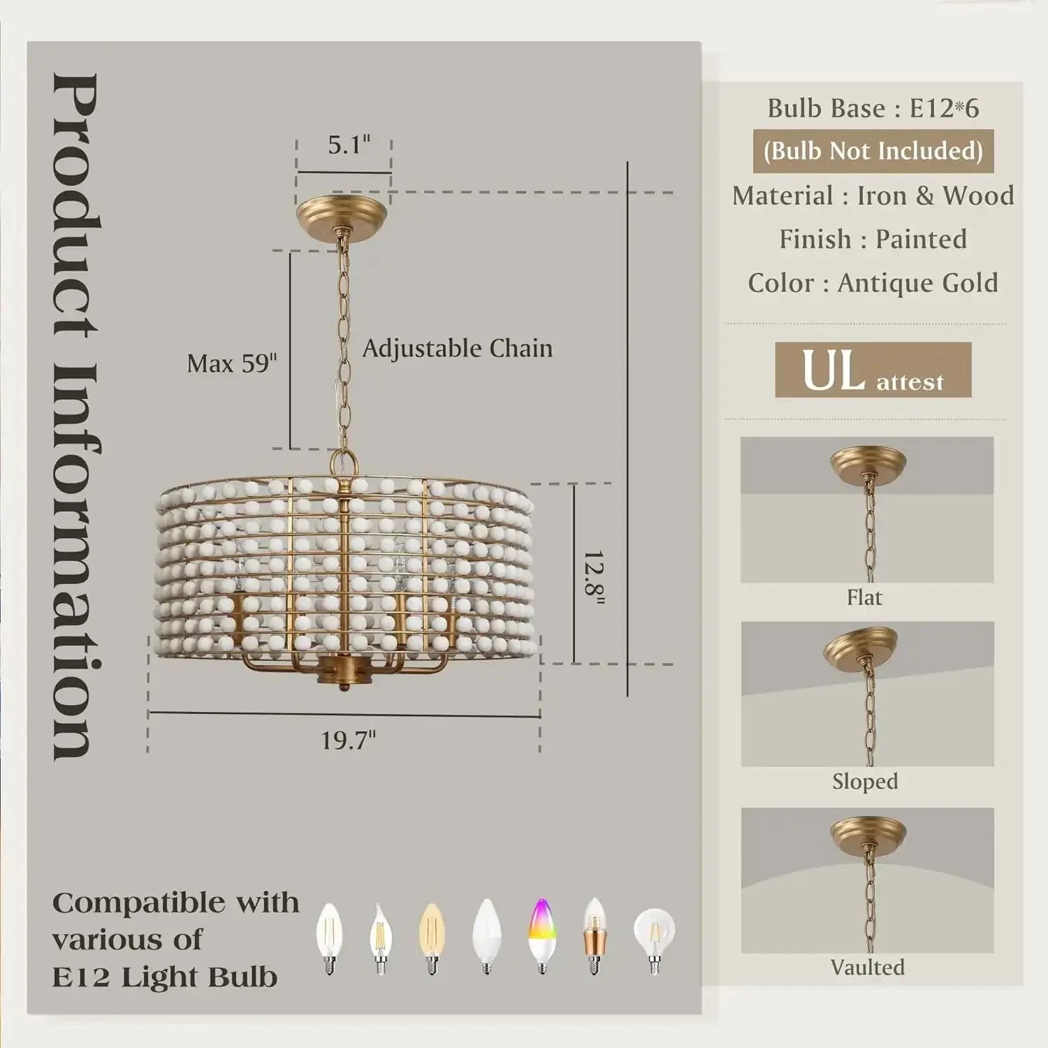 Boho Wood Farmhouse Chandelier