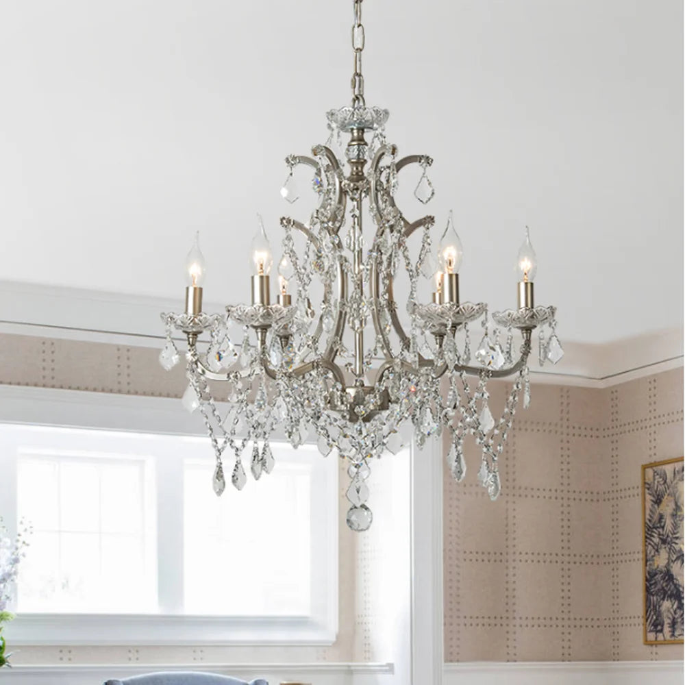 Vintage Style Silver Crystal Chandelier