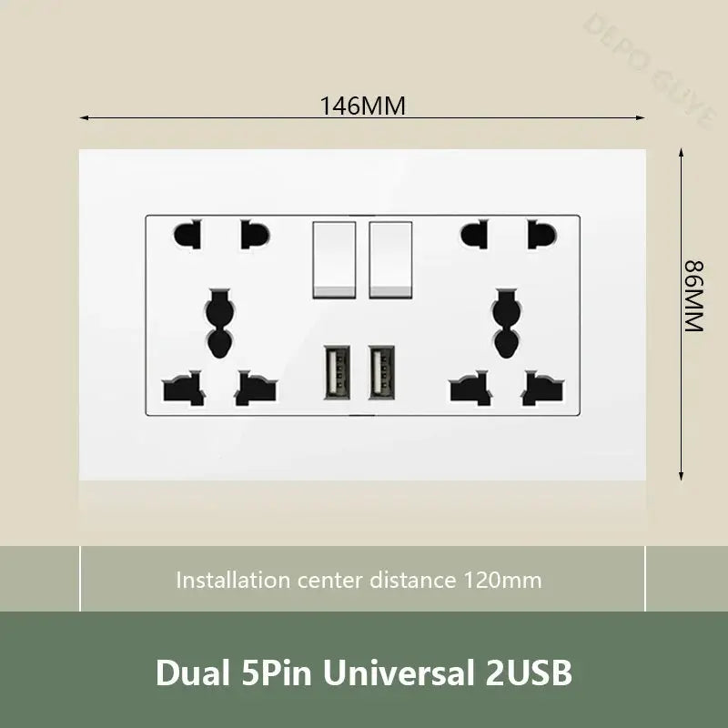 UK Wall Electrical Outlet with USB Charger