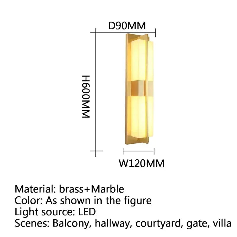 GISELLE Contemporary LED Brass Marble Outdoor Wall Lamps Electric Waterproof Balcony Hallway Courtyard Villa Gate Hotel ChandeliersLife®