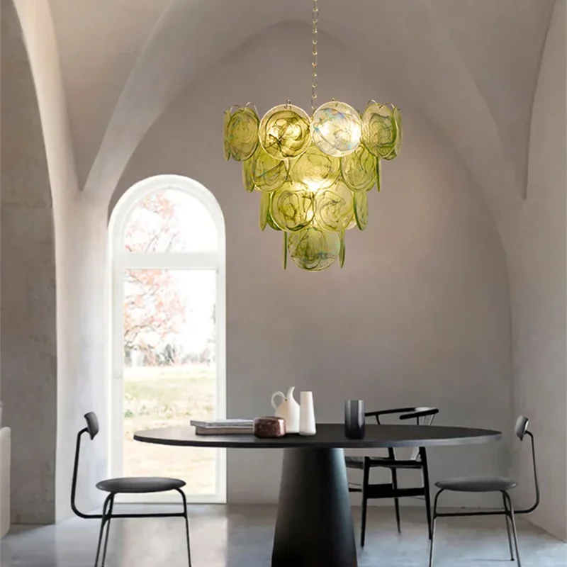 Calista Murano-inspired Art Deco Glass chandelier, product gallery image 3 of 15