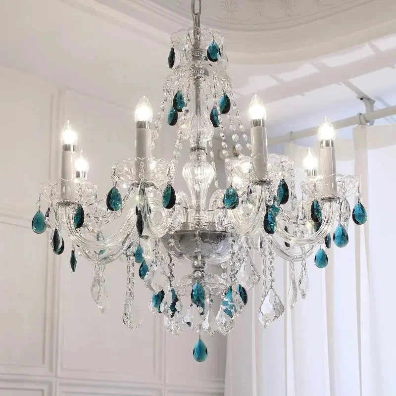 French Blue Crystal Chandelier