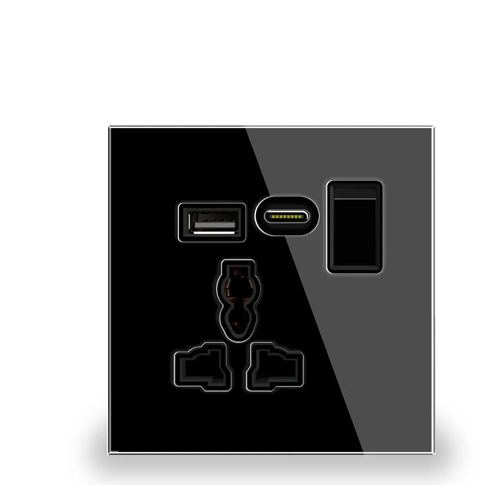 Dual USB Charger Electric Plug Wall Type C Power Socket