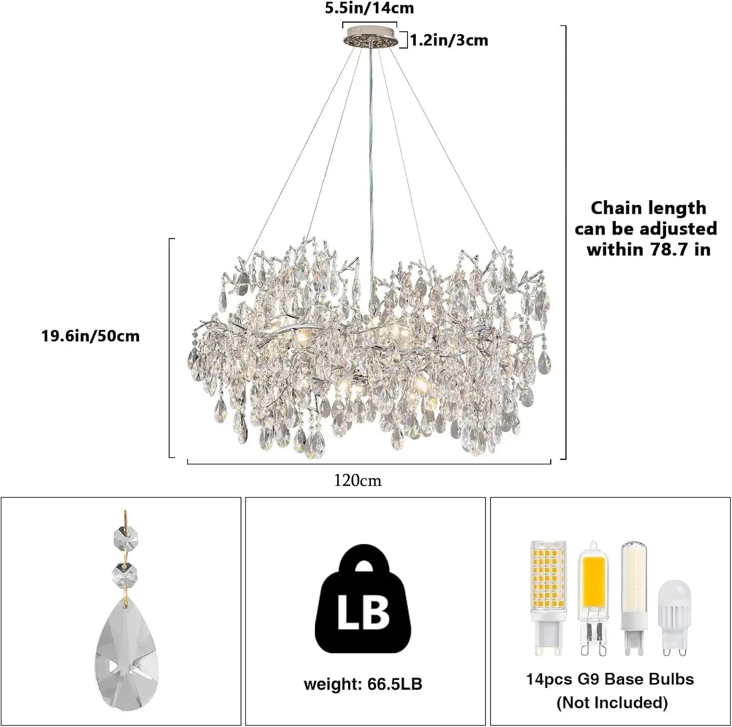 Luxury Modern Crystal Pendant Chandelier Hanging Living Room Lamp Dining Table Silver Branch Rectangular Chandeliers for Kitchen ChandeliersLife®