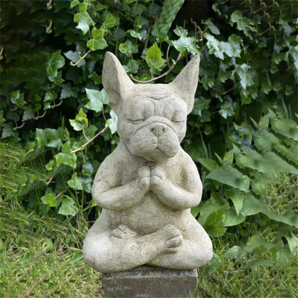 Hundestatue Buddha Meditation Bulldog