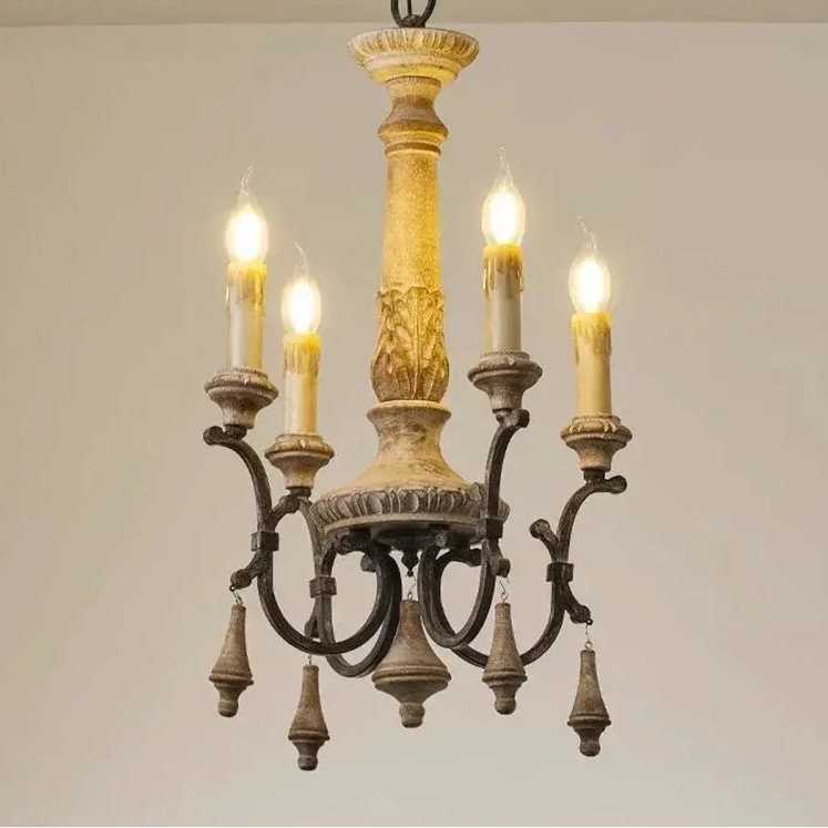 Entryway Retro Wooden Chandelier