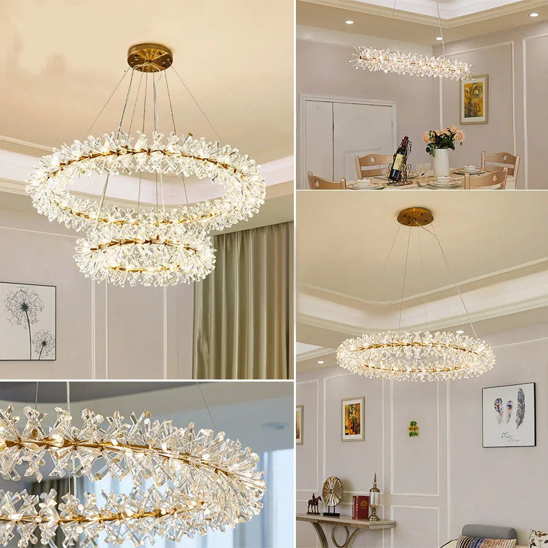 Modern Crystal Flower Pendant Chandelier