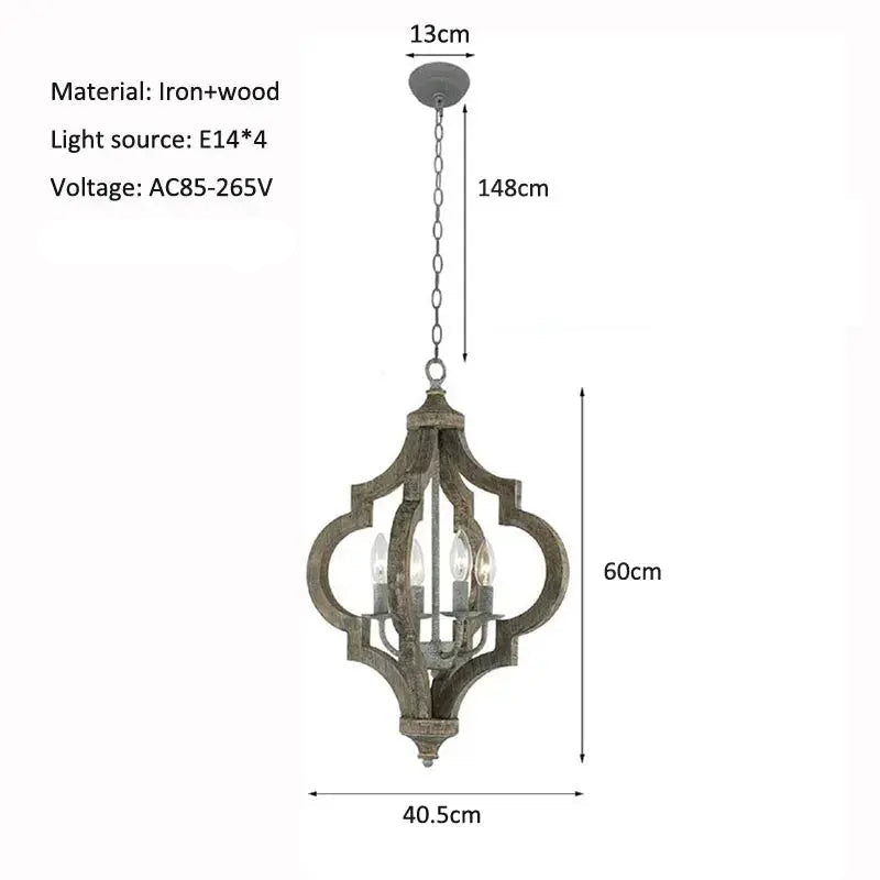 Pendant light with dimensions and specifications on a white background