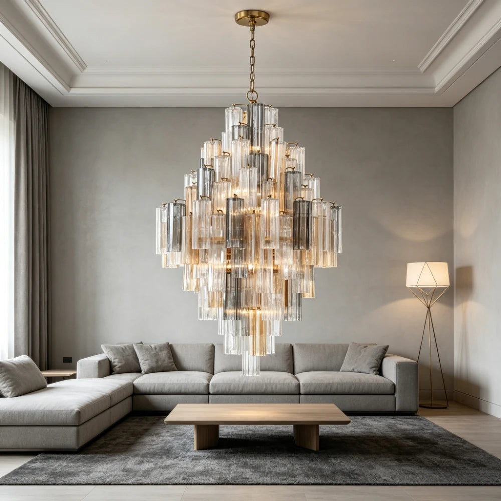 Lucera Murano-inspired Mixed Glass chandelier with decorative glass detailing