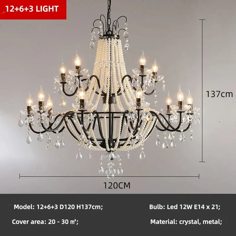 French Design Pearl Crystal Chandelier