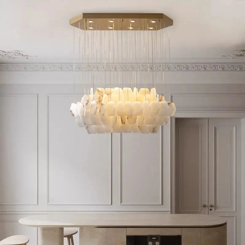Nordic Retro Square Snowflake gypsum LED chandelier Hardware ceiling  lustre Creative restaurant design decorative Dimmable ChandeliersLife®