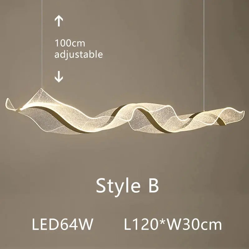 Modern Minimal LED Chandelier Wave Design