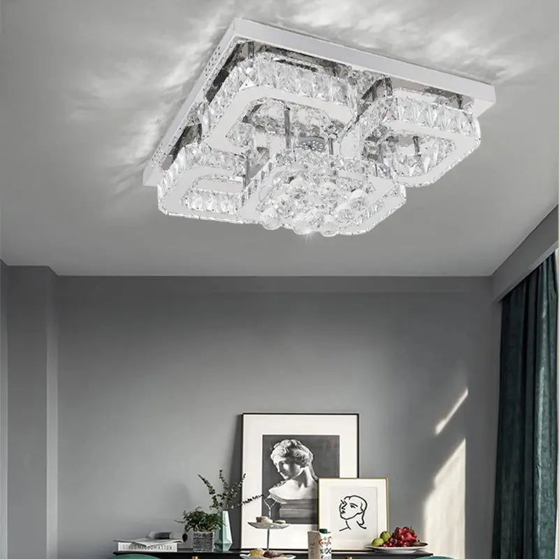 Voltsify Modern Fancy Crystal LED Flush Mount Ceiling Light Fixture for Living Room Bedroom ChandeliersLife®