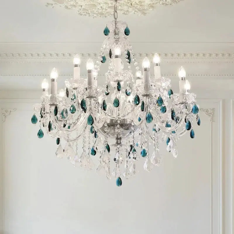 French Blue Crystal Chandelier