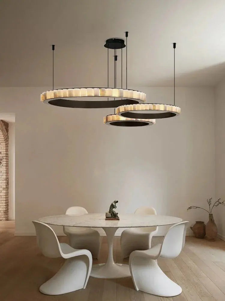 Modern Minimalist Designer Alabaster Chandelier