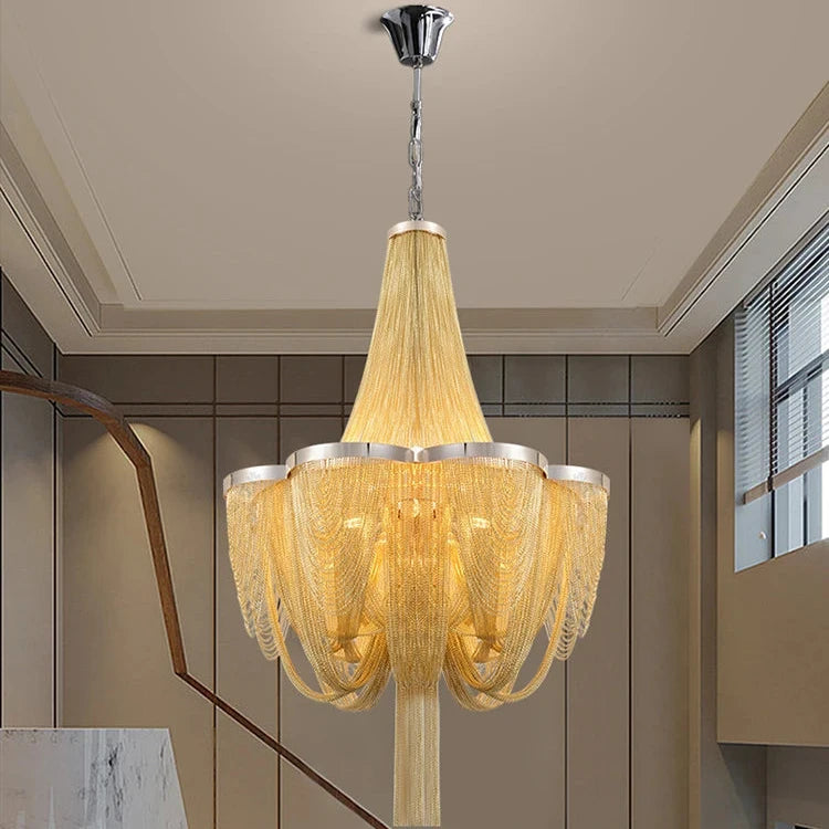 Modern Brass Tassel Chandelier