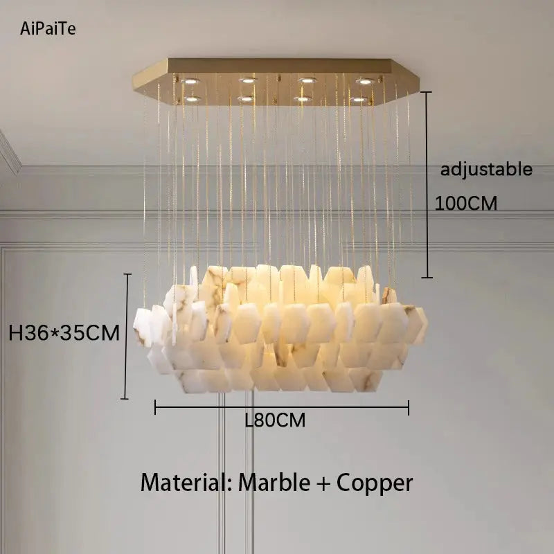 Nordic Retro Square Snowflake gypsum LED chandelier Hardware ceiling  lustre Creative restaurant design decorative Dimmable ChandeliersLife®