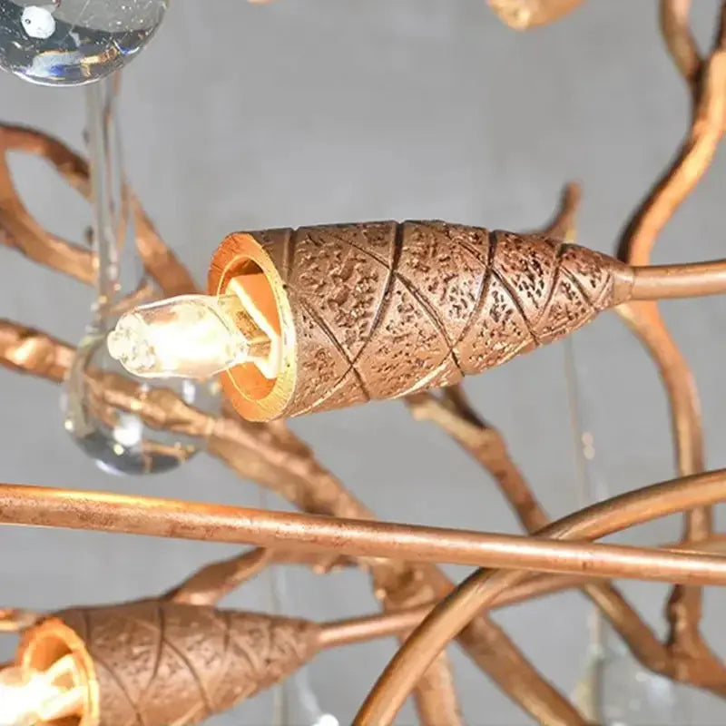 High-end LED Branch Crystal Copper Chandeliers Water Drops Luxury Ceiling Chandelier Lighting Decor Tree Luxury Pendant  LAMP ChandeliersLife®