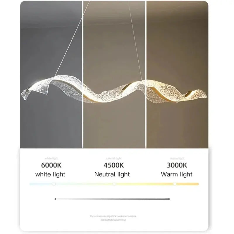 Modern Minimal LED Chandelier Wave Design