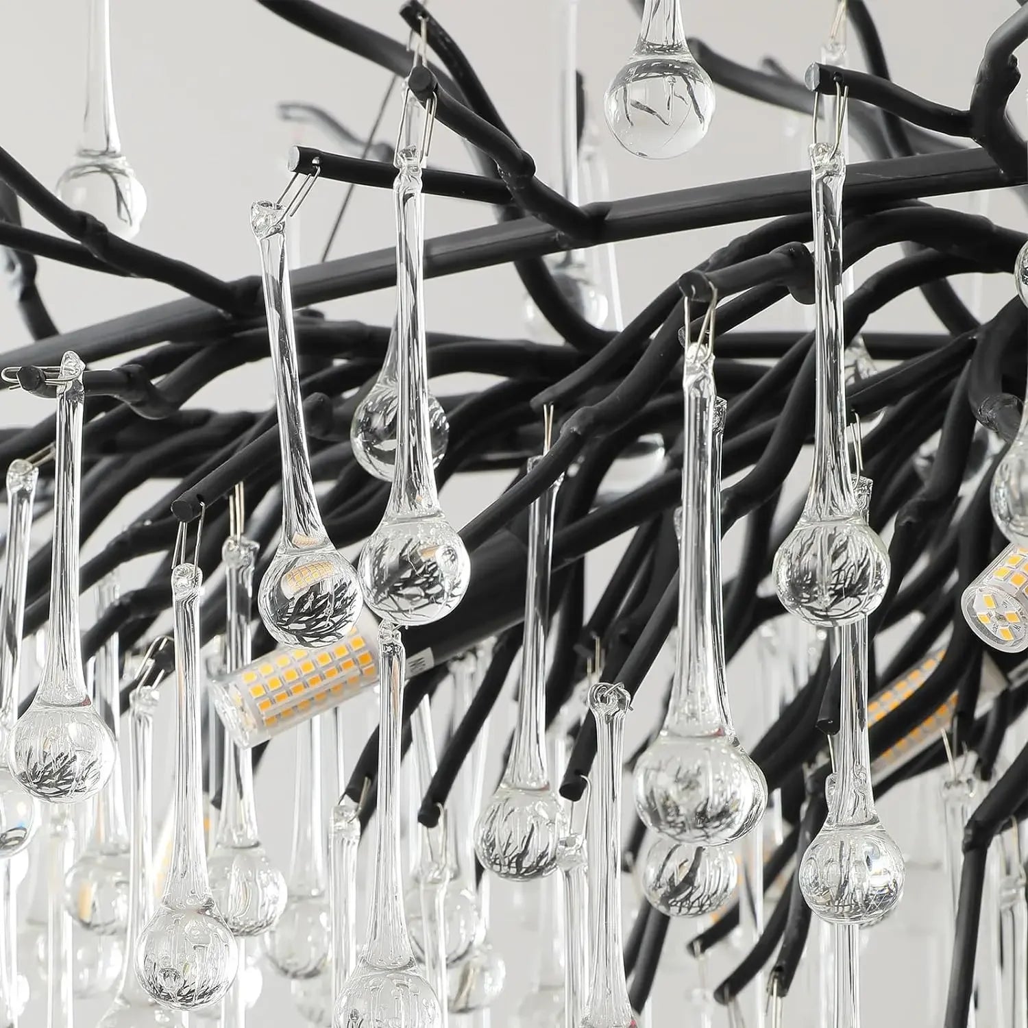 Nordic Luxury Crystal Black Water Drop Chandelier