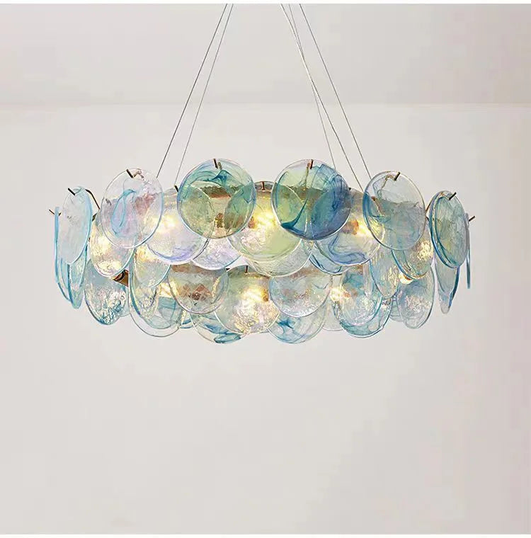 Rosella Murano-inspired Pink and Green Glass chandelier, product gallery image 14 of 19
