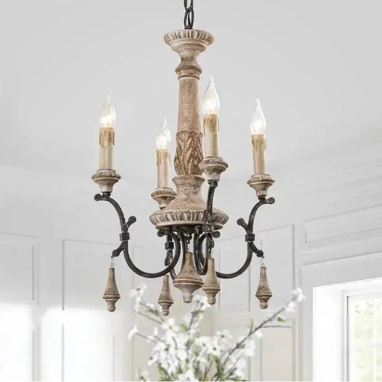 Entryway Retro Wooden Chandelier