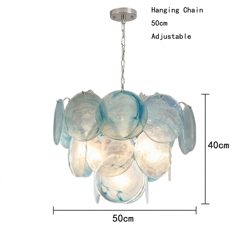 Azura Vintage Glass and Metal chandelier, product gallery image 9 of 13