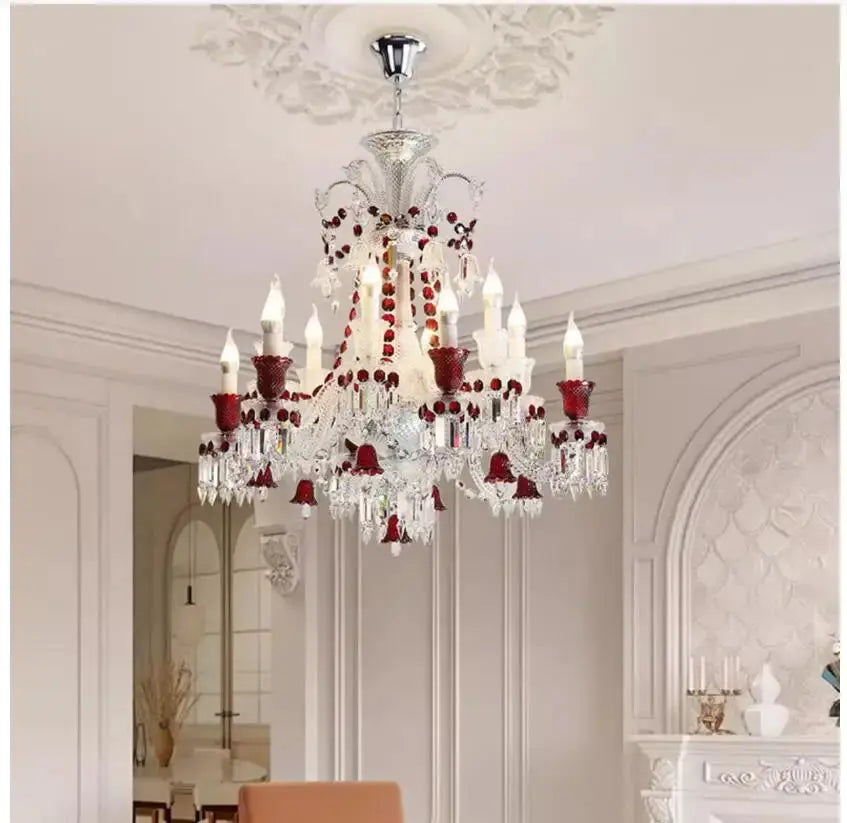 Modern Crystal Clear Red Color Chandelier