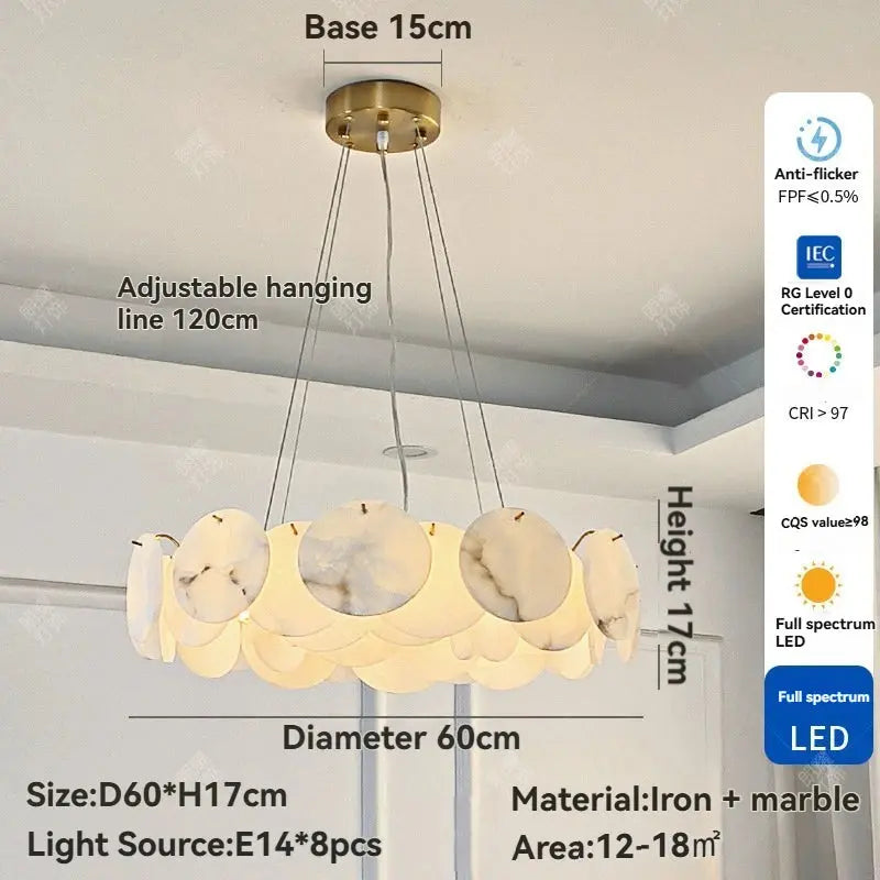 Modern White Marble Alabaster Round Lamp - ChandeliersLife®