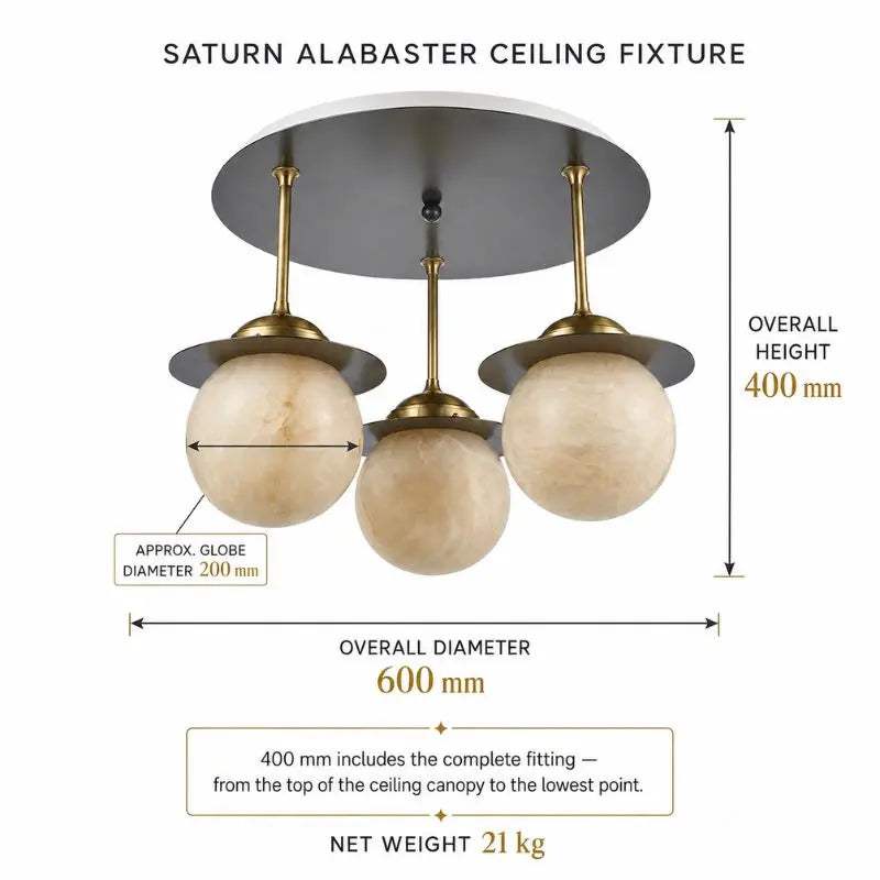Saturn Alabaster Ceiling Fixture