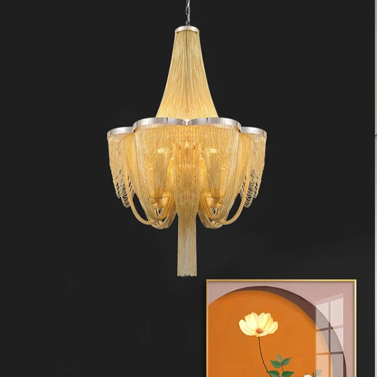 Modern Brass Tassel Chandelier