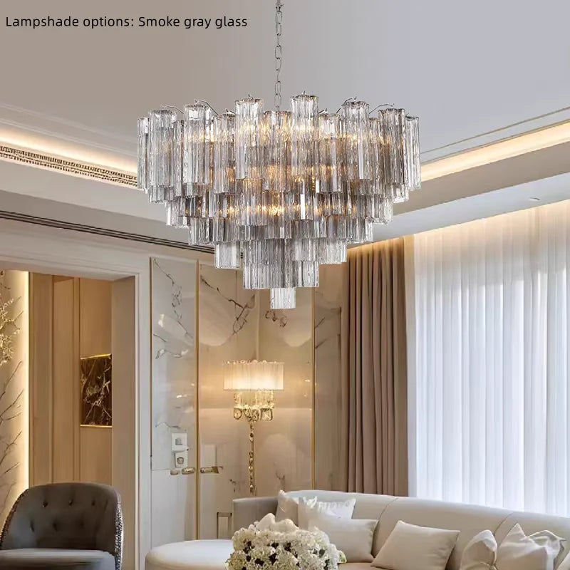 Ceiling pendant light featuring overlapping shell-inspired shades