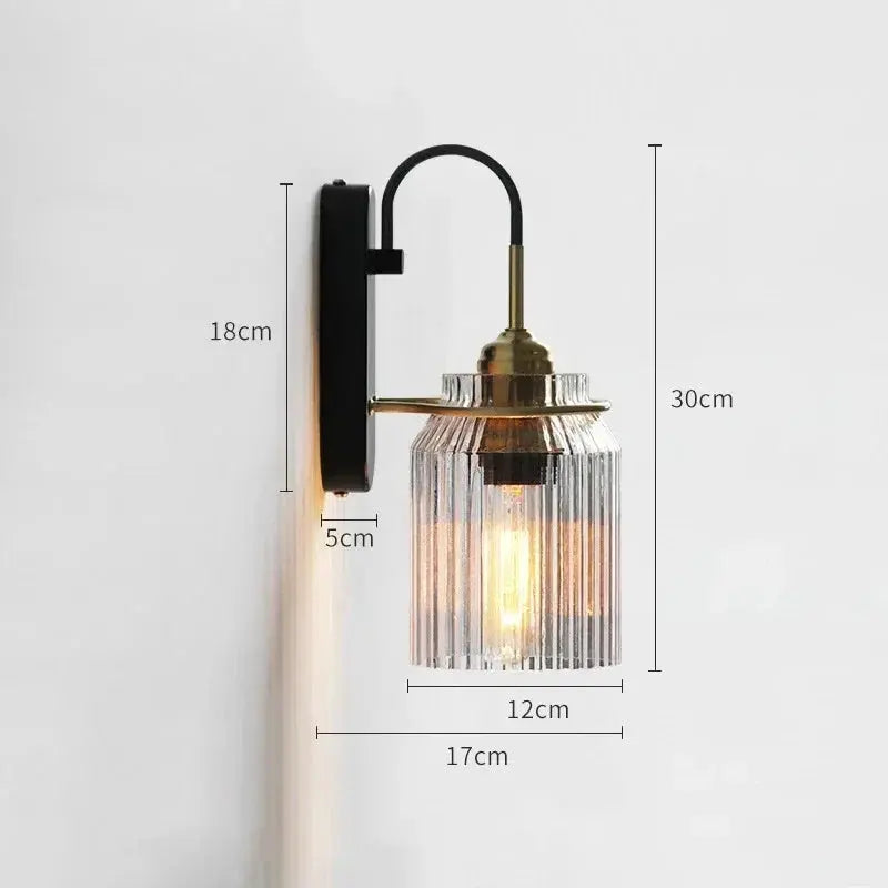 Retro Industrial Style Bedroom Glass Wall Lamp ChandeliersLife®