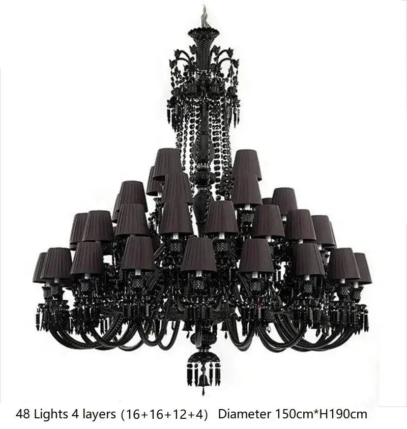 Villa Hotel Luxury Black Crystal Chandelier