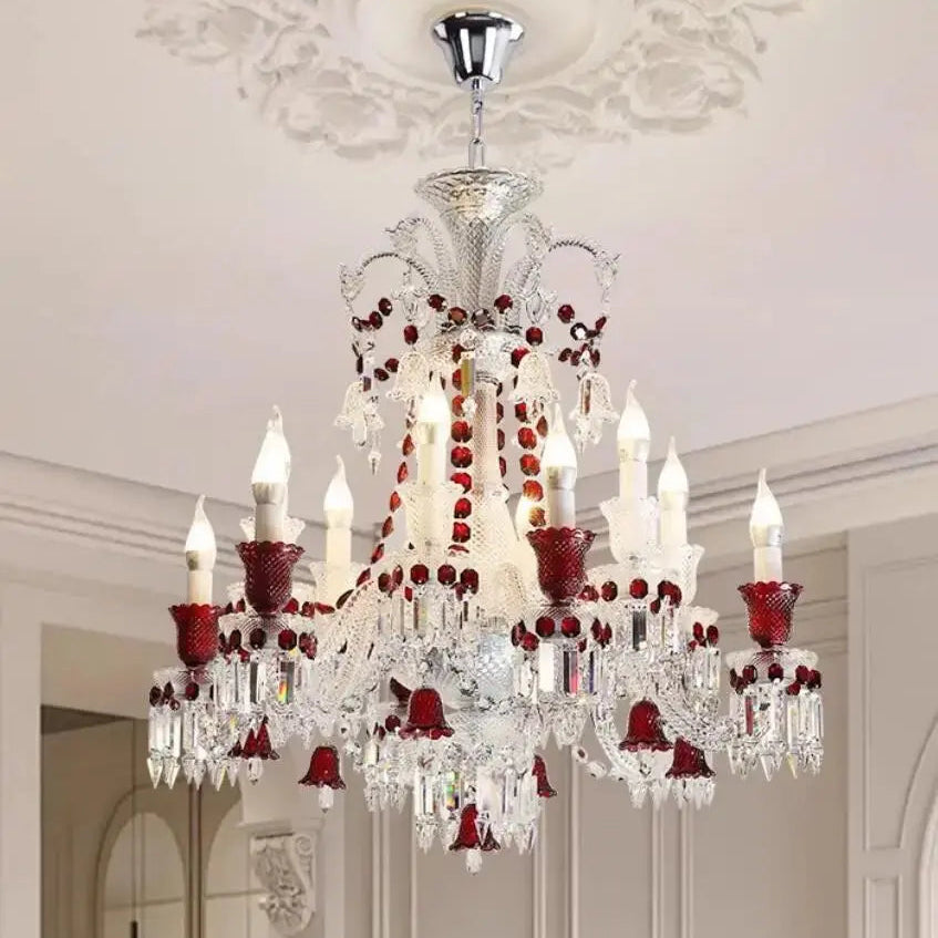 Modern Crystal Clear Red Color Chandelier