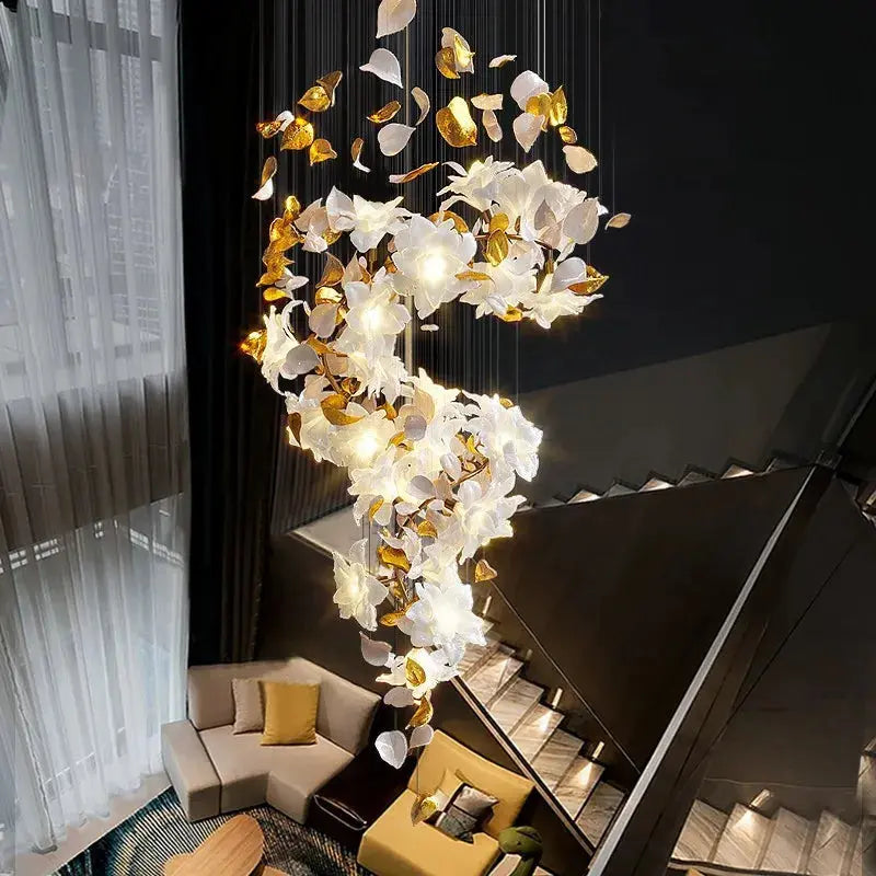 Duplex Villa Chandelier Pick High School Empty Fashion Living Room Crystal Light Luxury Designer Flower Shaped Luxury Chandelier ChandeliersLife®