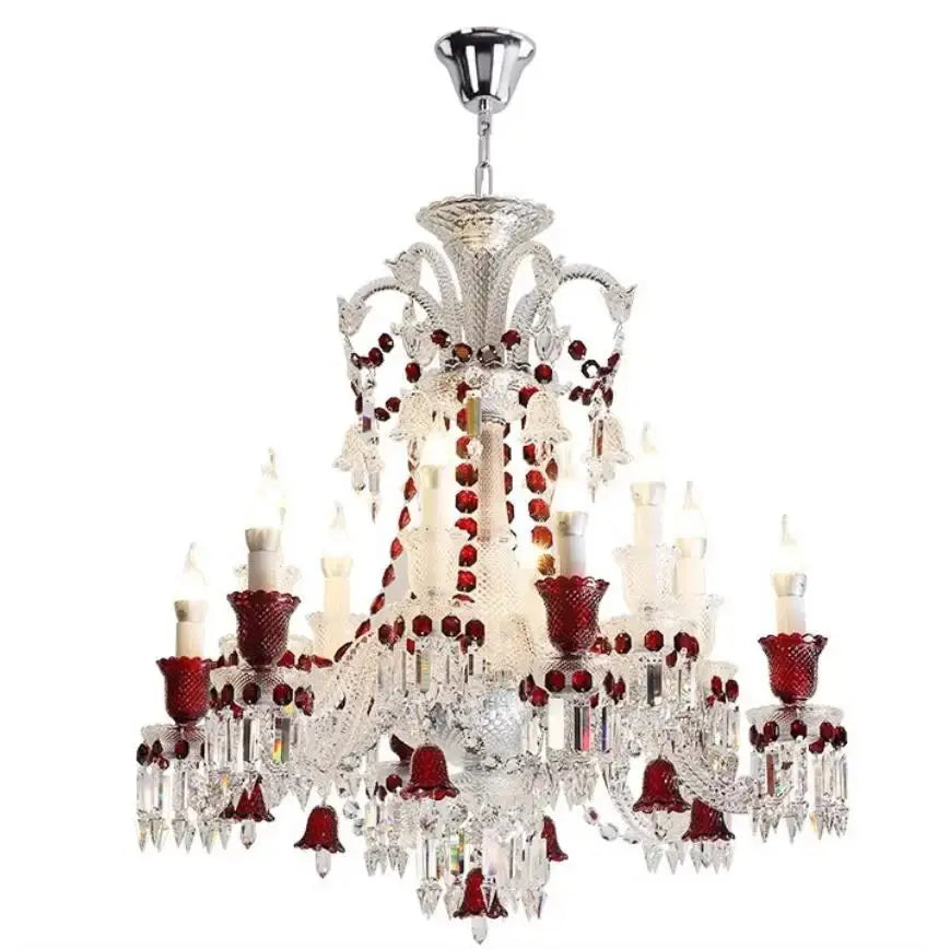 Modern Crystal Clear Red Color Chandelier