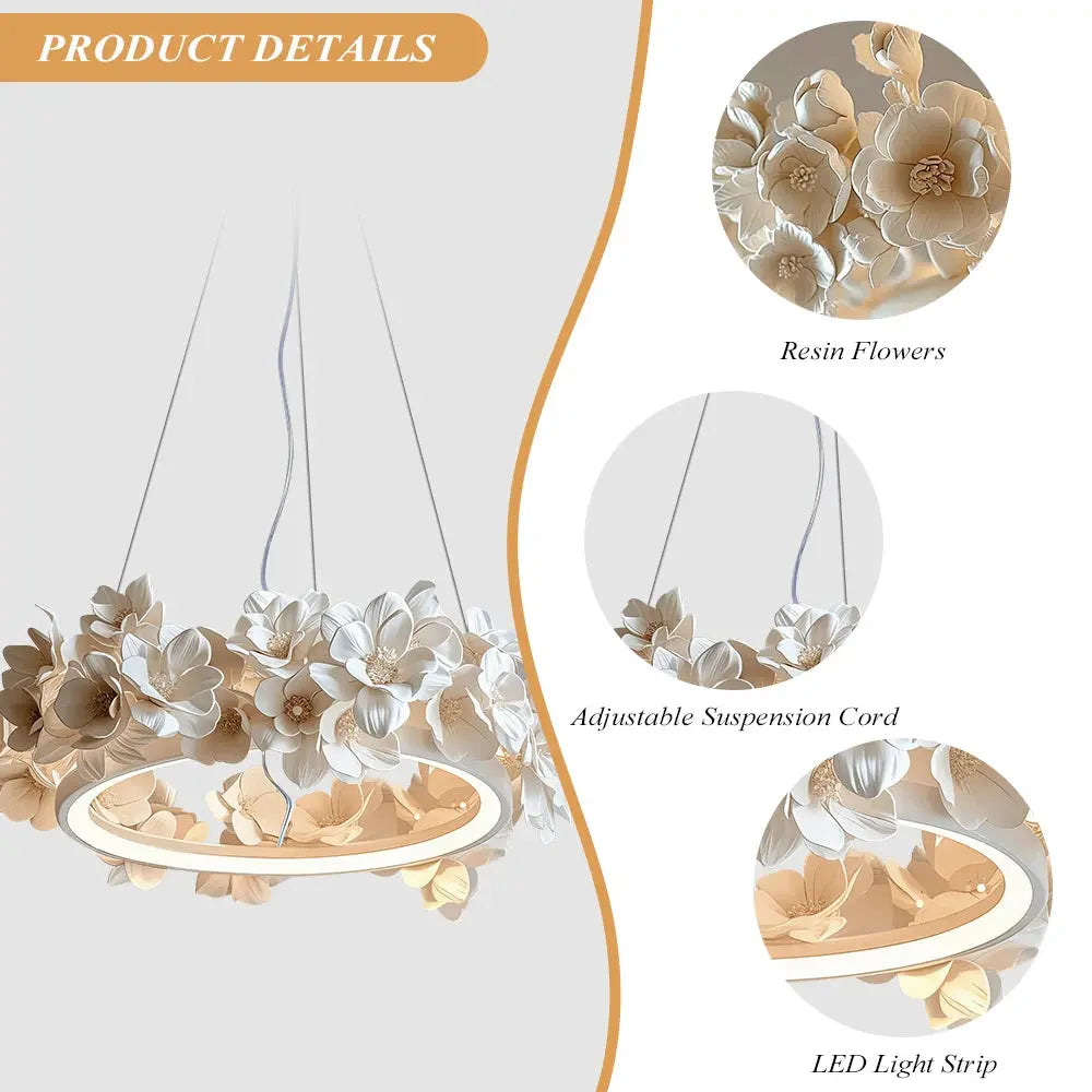 French Round Floral Chandelier