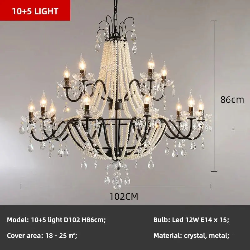 French Design Pearl Crystal Chandelier