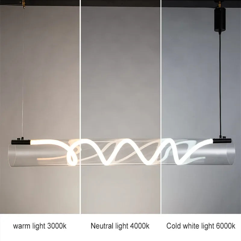 Minimalistische Pendelleuchte mit LED-Streifen