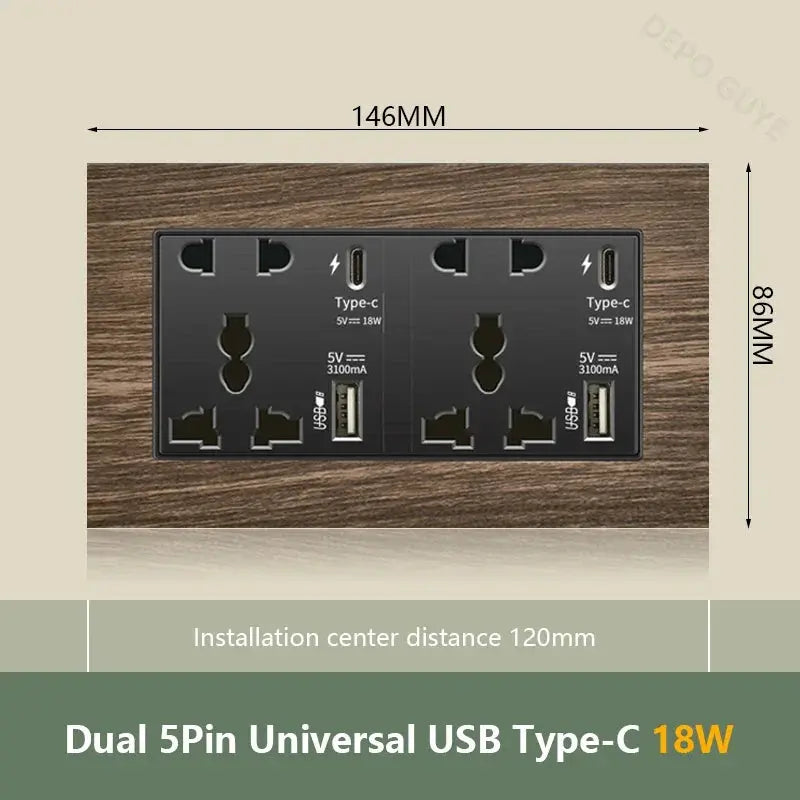 UK Wall Electrical Outlet with USB Charger