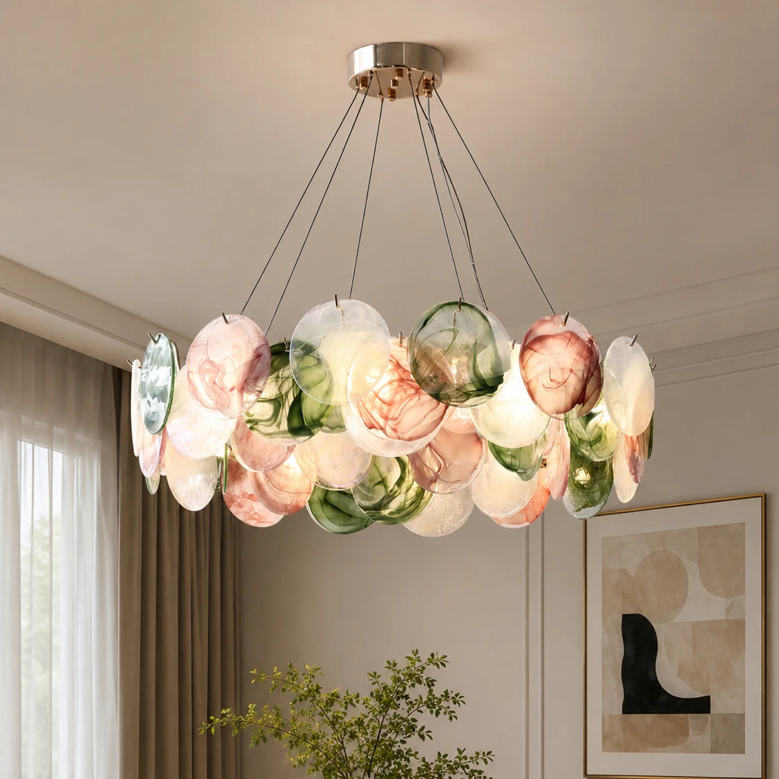 Vetrina Murano-inspired Art Deco Glass chandelier with decorative glass detailing