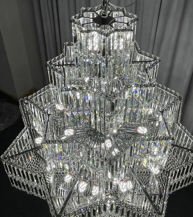 Luxury Villa Chandeliers Star Staircase Crystal Chandelier