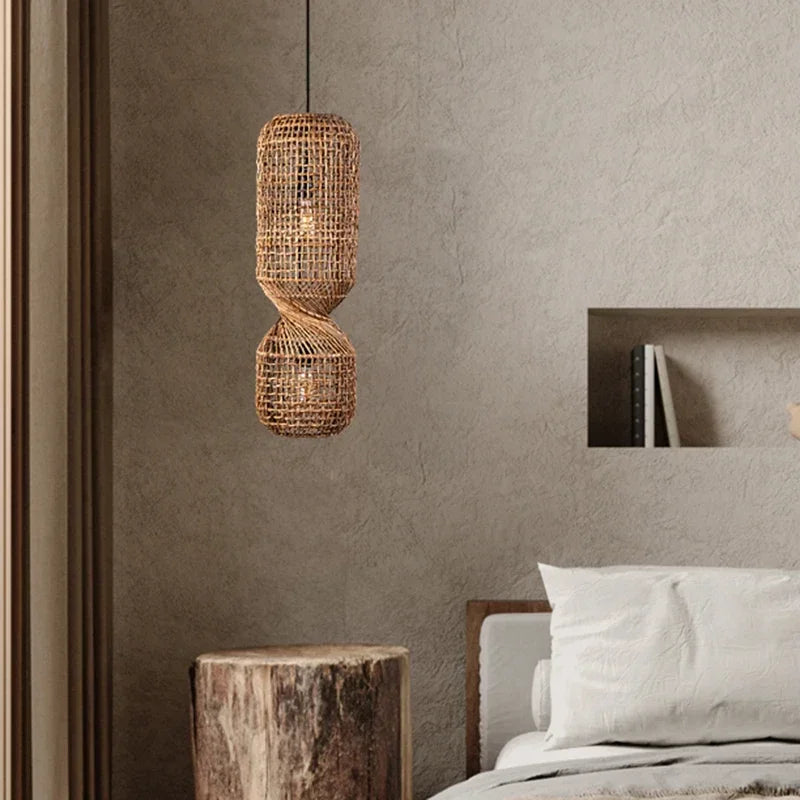 Vintage Tube Rattan Pendant Lamp